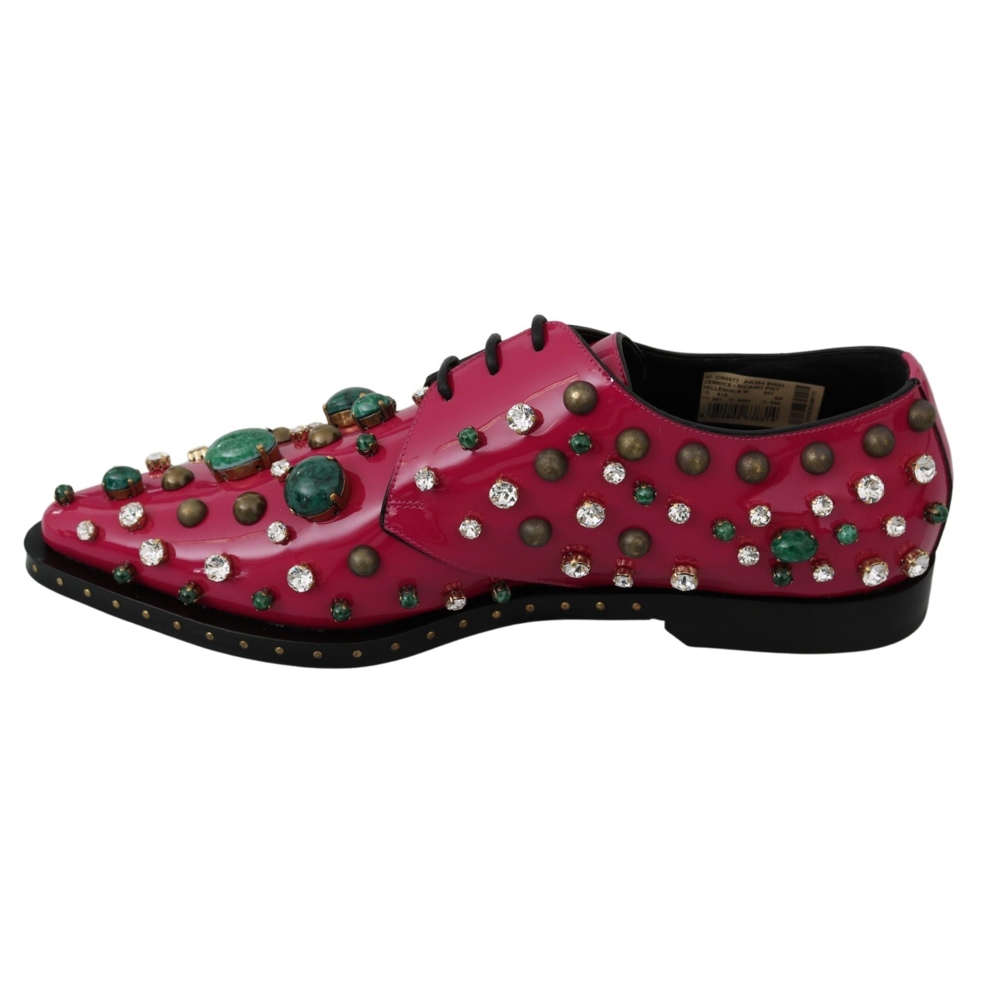 Dolce &amp; Gabbana Fuchsia Pink Crystal Patent Flats