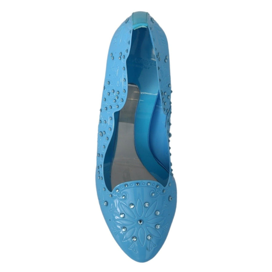 Dolce & Gabbana Crystal Embellished Blue Cinderella Pumps