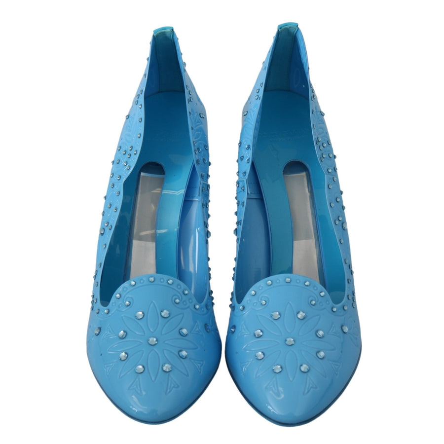 Dolce & Gabbana Crystal Embellished Blue Cinderella Pumps