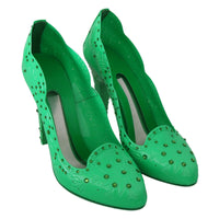 Dolce & Gabbana Enchanting Crystal Cinderella Pumps in Lush Green