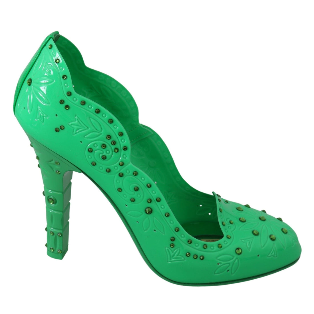 Dolce & Gabbana Enchanting Crystal Cinderella Pumps in Lush Green