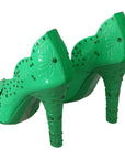 Dolce & Gabbana Enchanting Crystal Cinderella Pumps in Lush Green