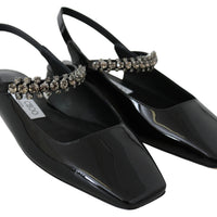 Jimmy Choo Elegant Black Patent Flats with Crystal Accent