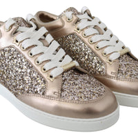 Jimmy Choo Ballet Pink Glitter Leather Sneakers