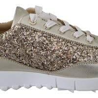 Jimmy Choo Antique Gold Glitter Leather Sneakers