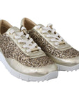 Jimmy Choo Antique Gold Glitter Leather Sneakers