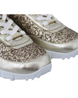 Jimmy Choo Antique Gold Glitter Leather Sneakers