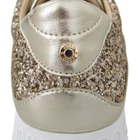 Jimmy Choo Antique Gold Glitter Leather Sneakers