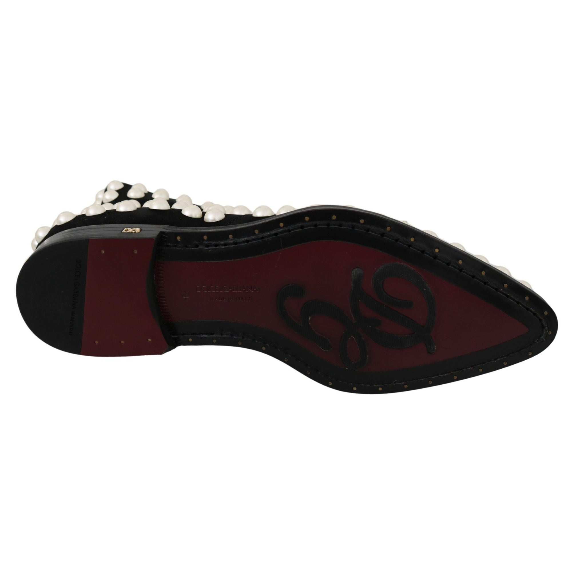 Dolce &amp; Gabbana Chic Black Suede Ankle Boots with Pearls