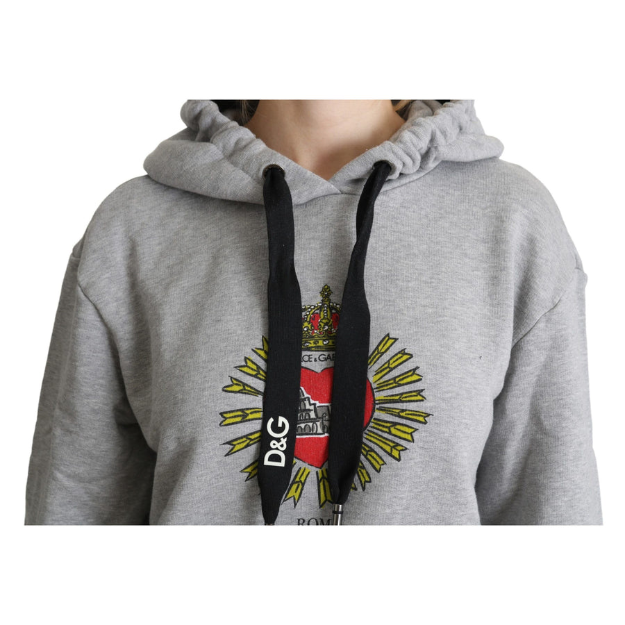 Dolce & Gabbana Exclusive Hooded Gray Cotton Sweater