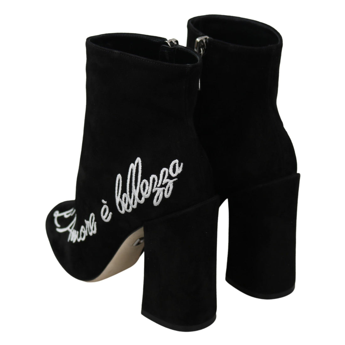 Dolce & Gabbana Embroidered Ankle Boots in Lambskin Suede