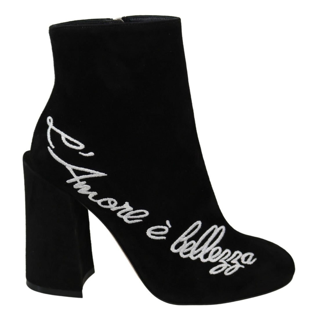 Dolce & Gabbana Embroidered Ankle Boots in Lambskin Suede