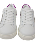 Dolce & Gabbana Chic White Leather Sneakers with Purple Accents