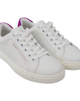 Dolce & Gabbana Chic White Leather Sneakers with Purple Accents
