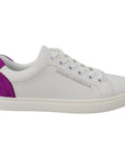 Dolce & Gabbana Chic White Leather Sneakers with Purple Accents