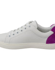 Dolce & Gabbana Chic White Leather Sneakers with Purple Accents