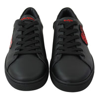 Dolce & Gabbana Elegant Leather Sneakers with Red Accents