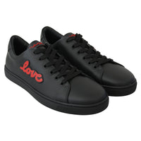 Dolce & Gabbana Elegant Leather Sneakers with Red Accents