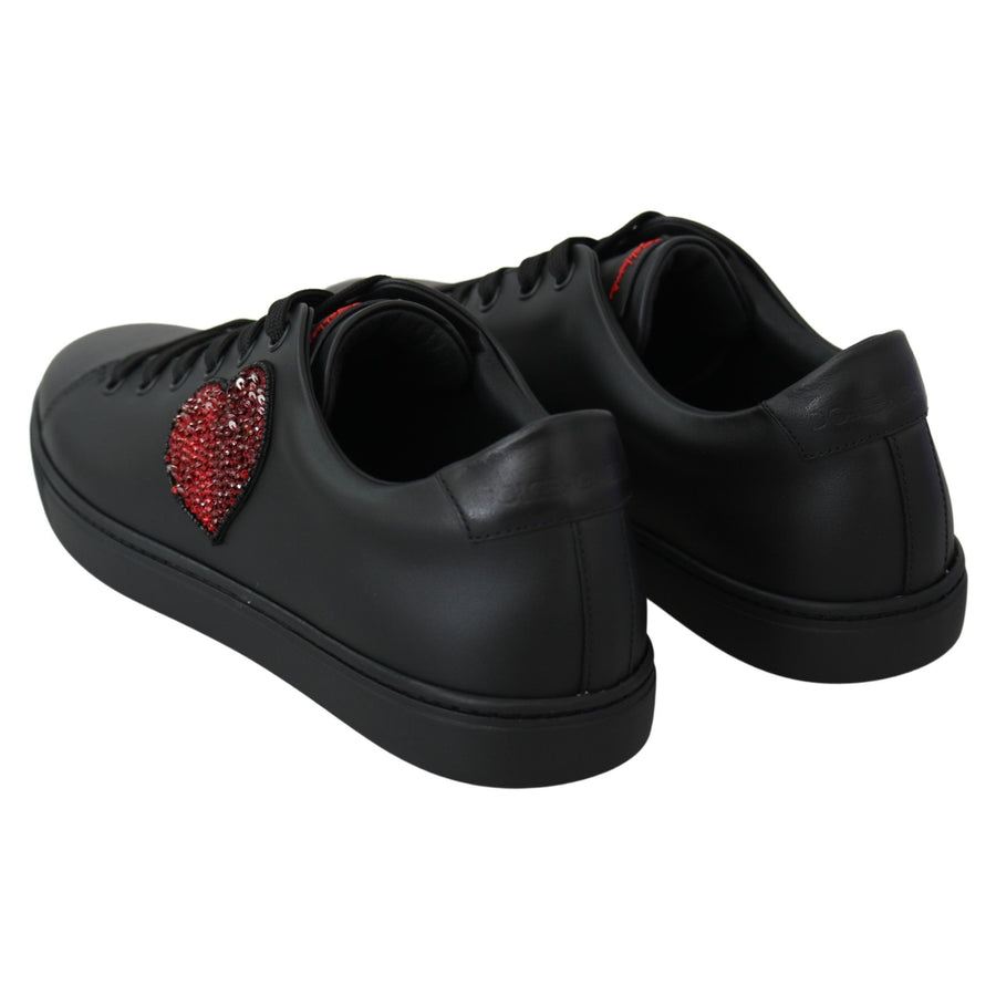 Dolce & Gabbana Elegant Leather Sneakers with Red Accents