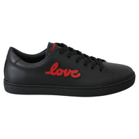 Dolce & Gabbana Elegant Leather Sneakers with Red Accents