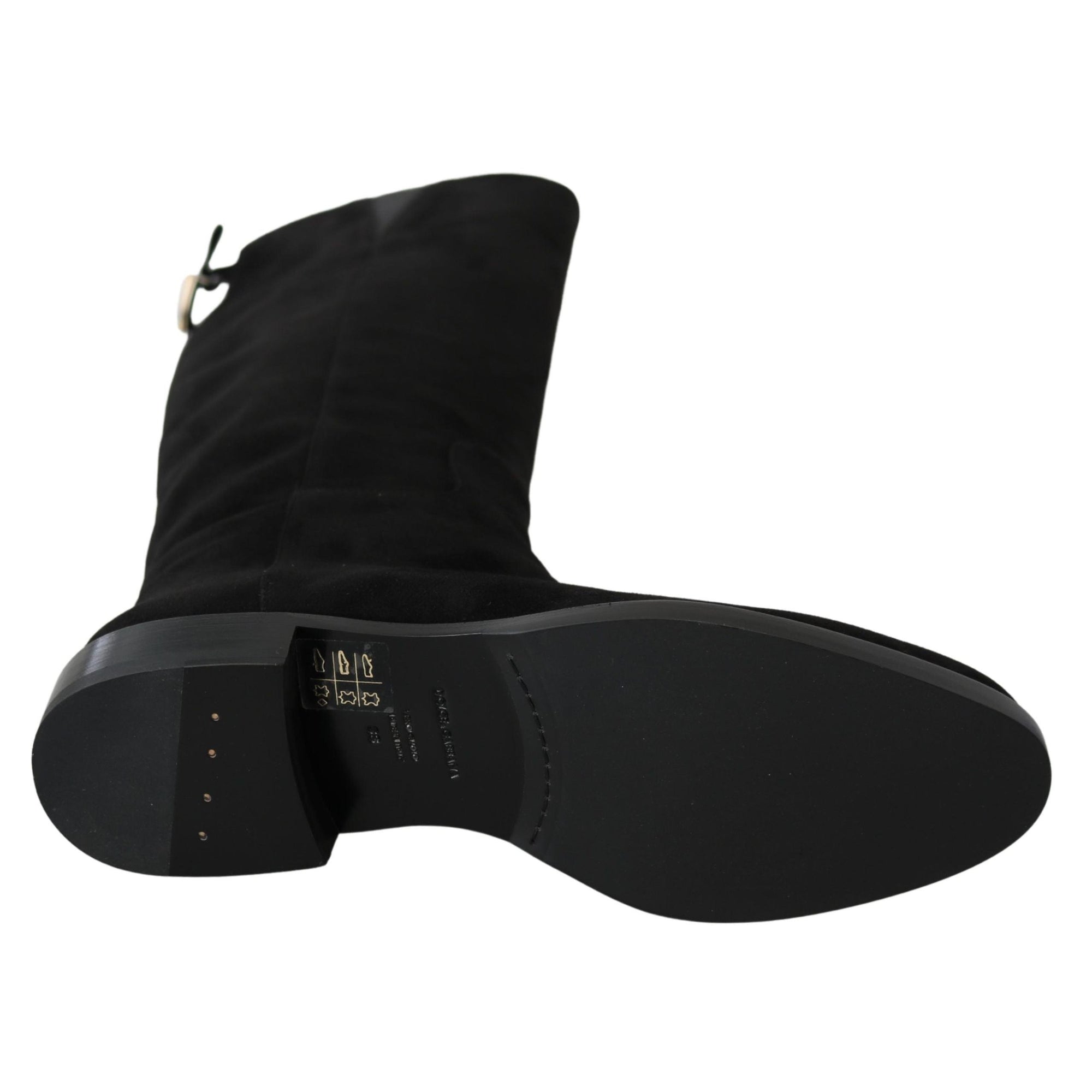 Dolce &amp; Gabbana Elegant Black Suede Knee High Boots