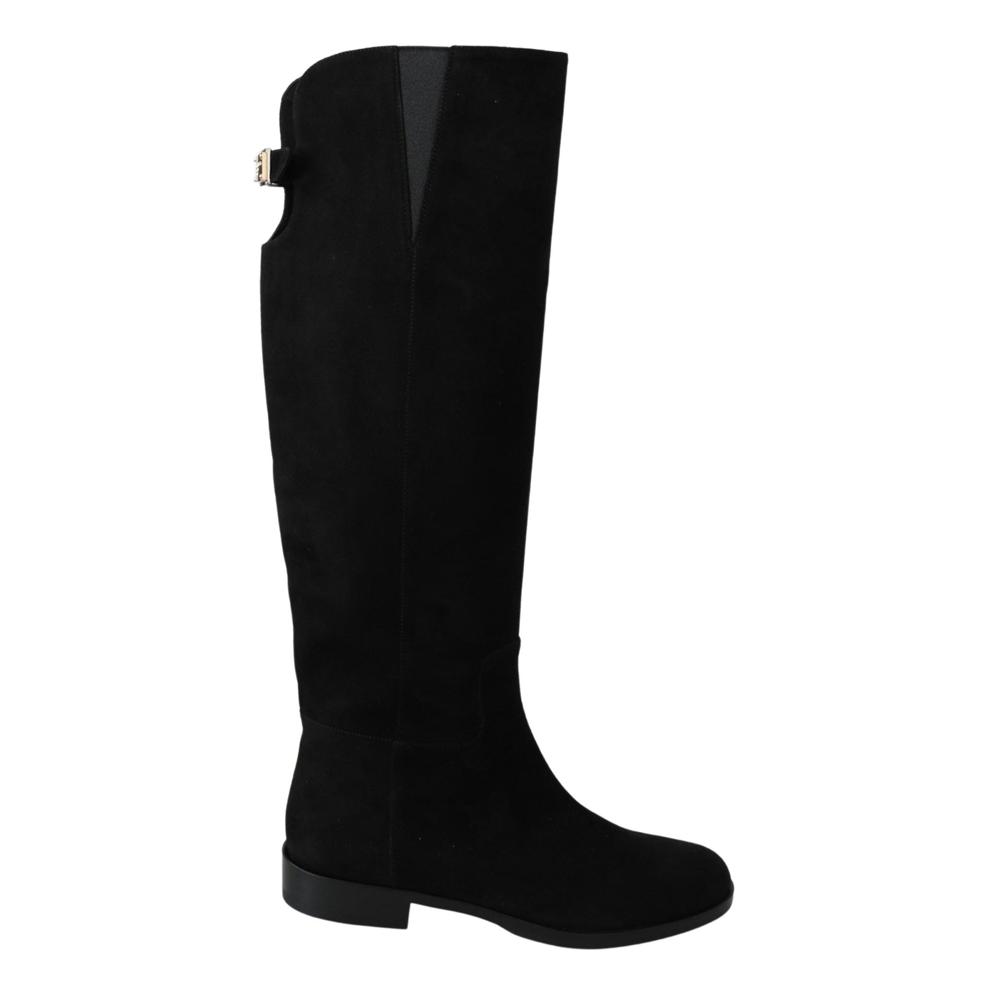 Dolce &amp; Gabbana Elegant Black Suede Knee High Boots