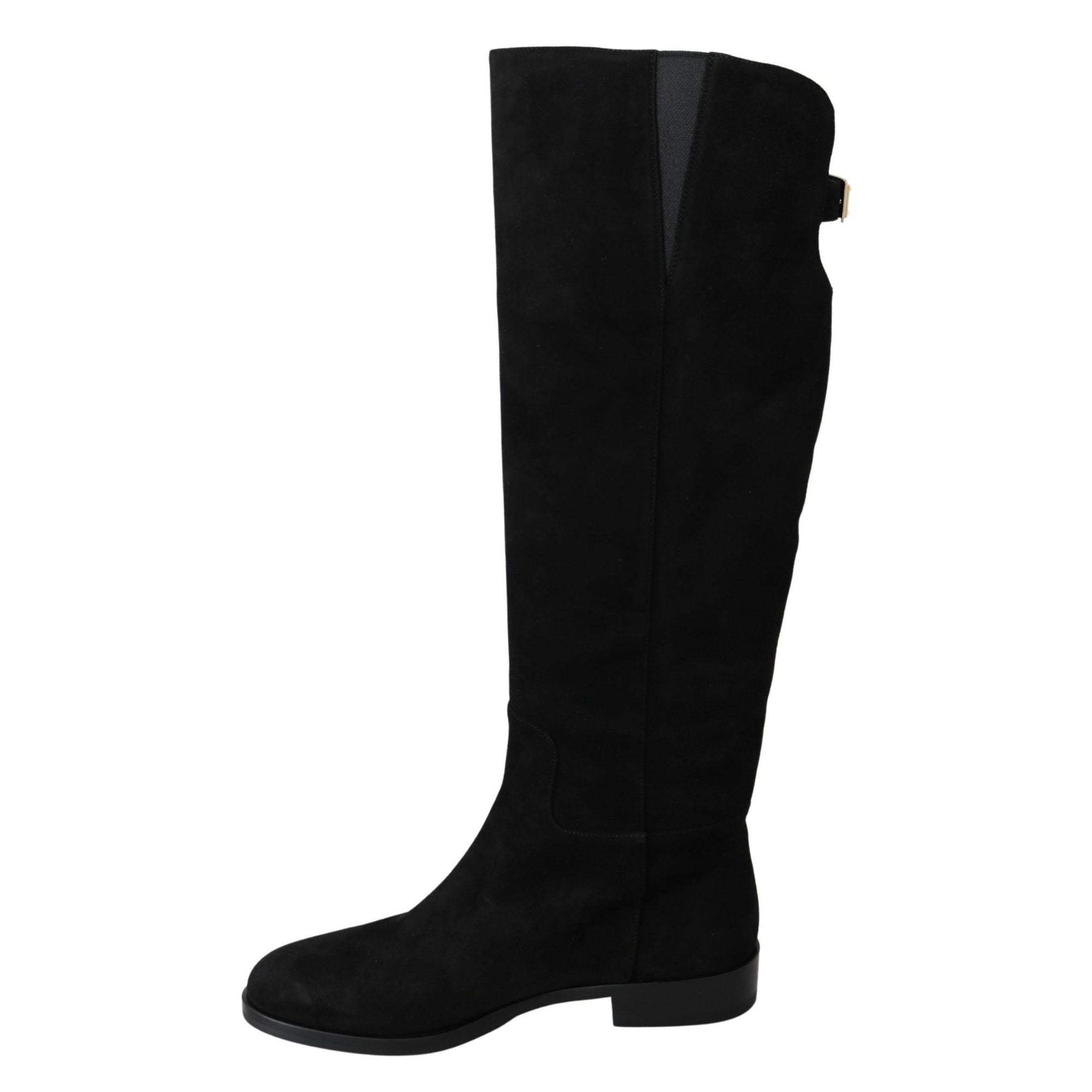 Dolce &amp; Gabbana Elegant Black Suede Knee High Boots