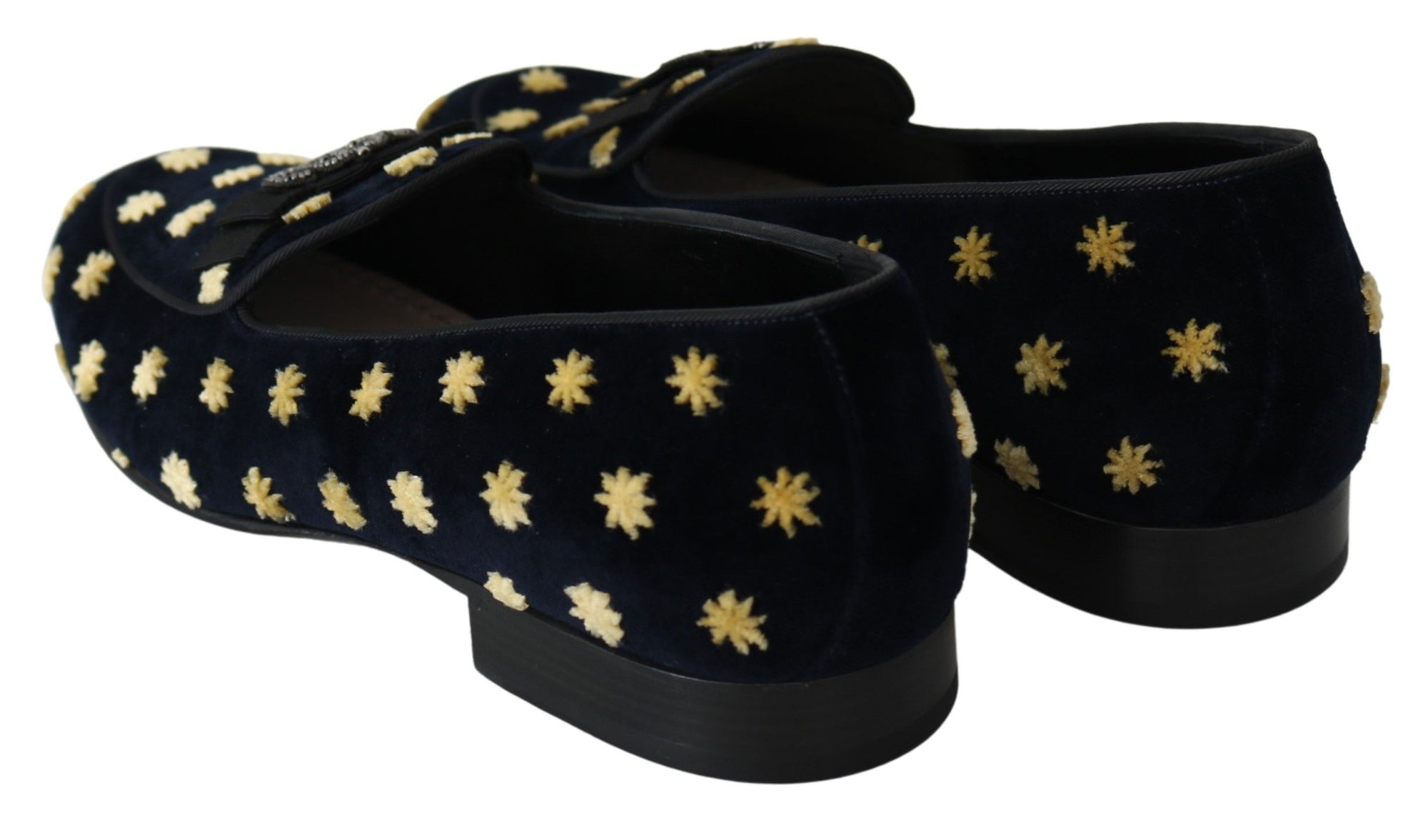 Dolce &amp; Gabbana Elegant Velvet Crown Embroidery Loafers