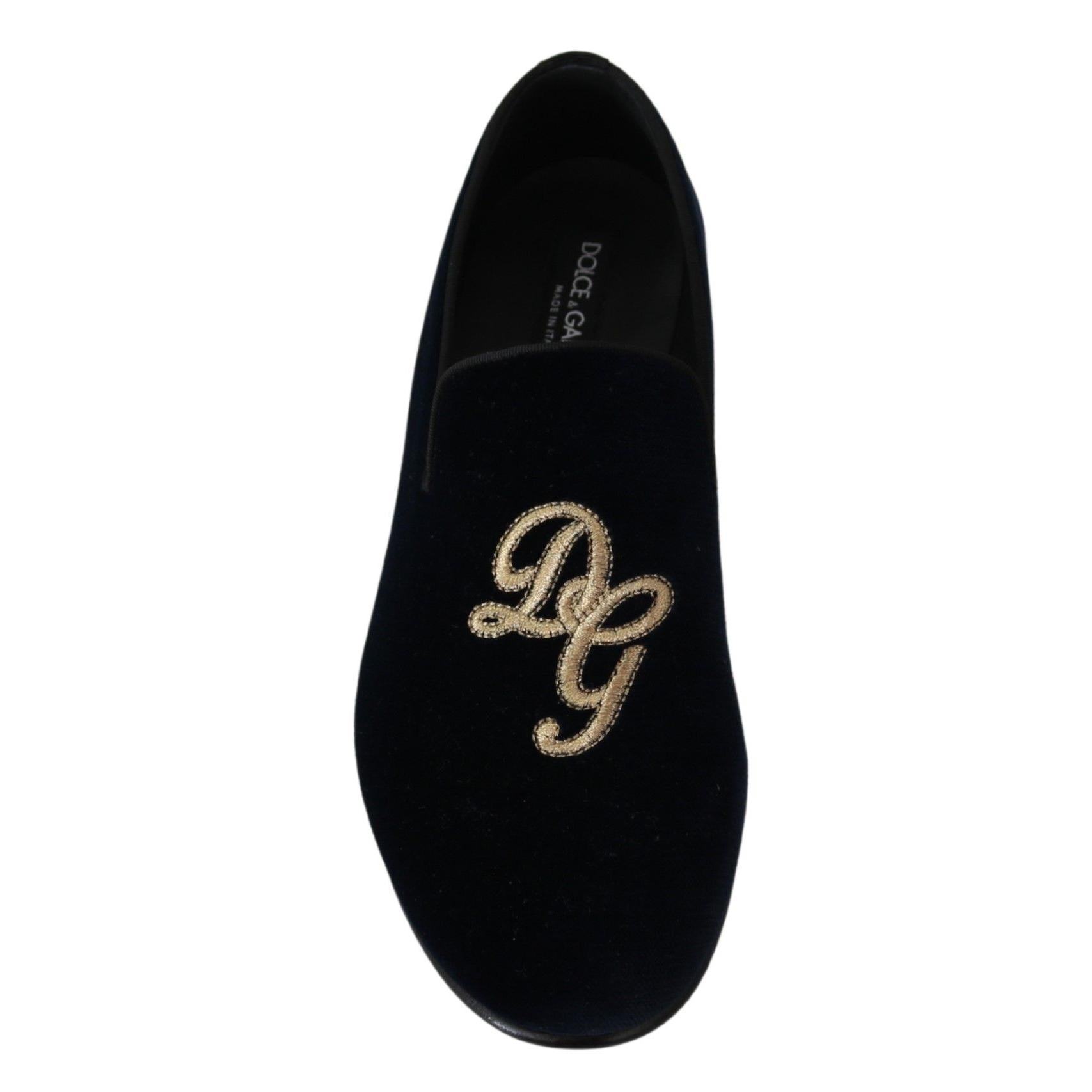 Dolce &amp; Gabbana Elegant Blue Embroidered Loafers