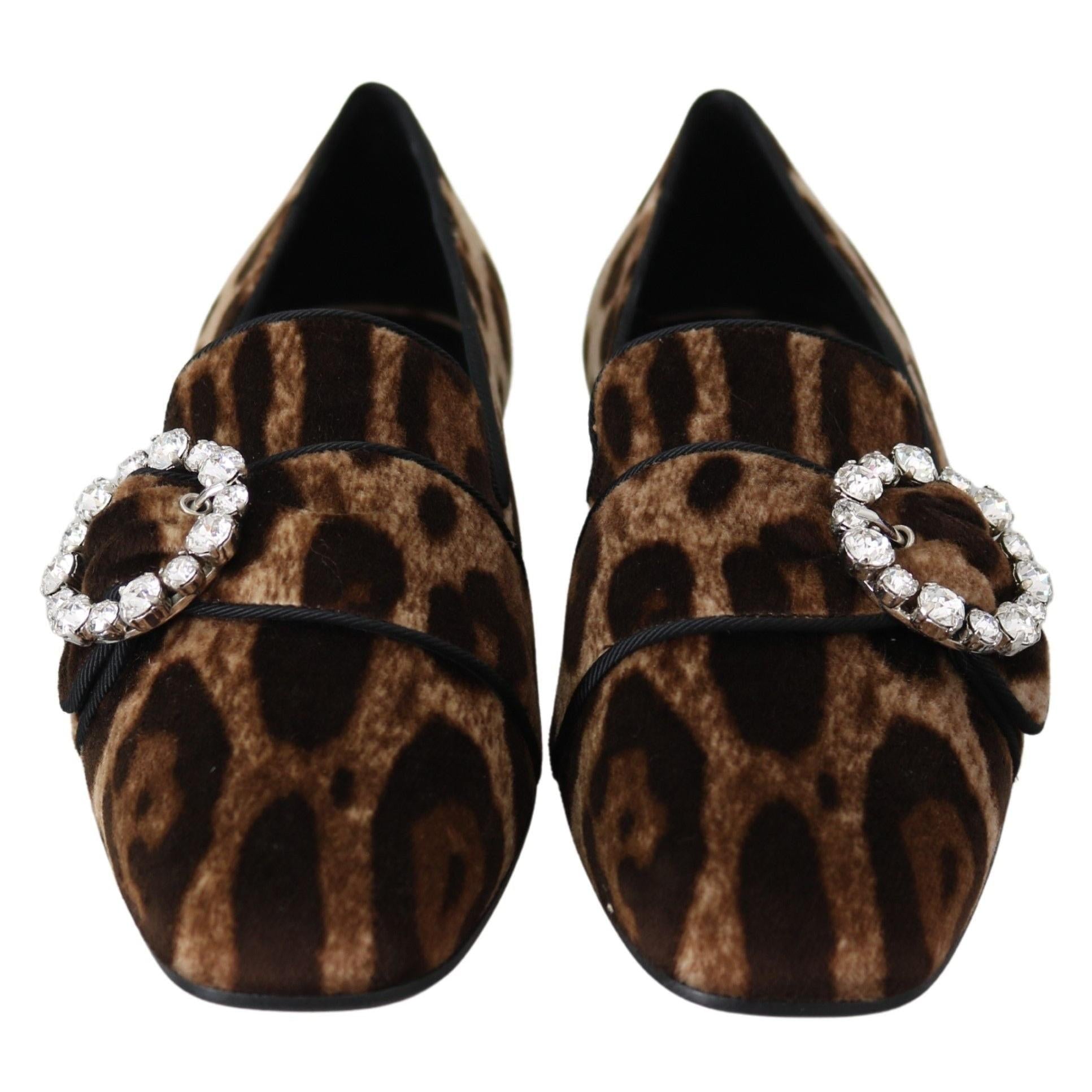 Dolce &amp; Gabbana Leopard Print Crystal Embellished Loafers