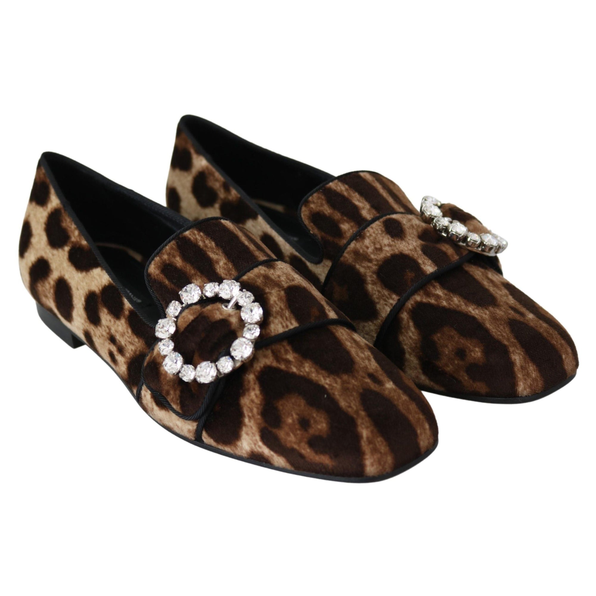 Dolce &amp; Gabbana Leopard Print Crystal Embellished Loafers