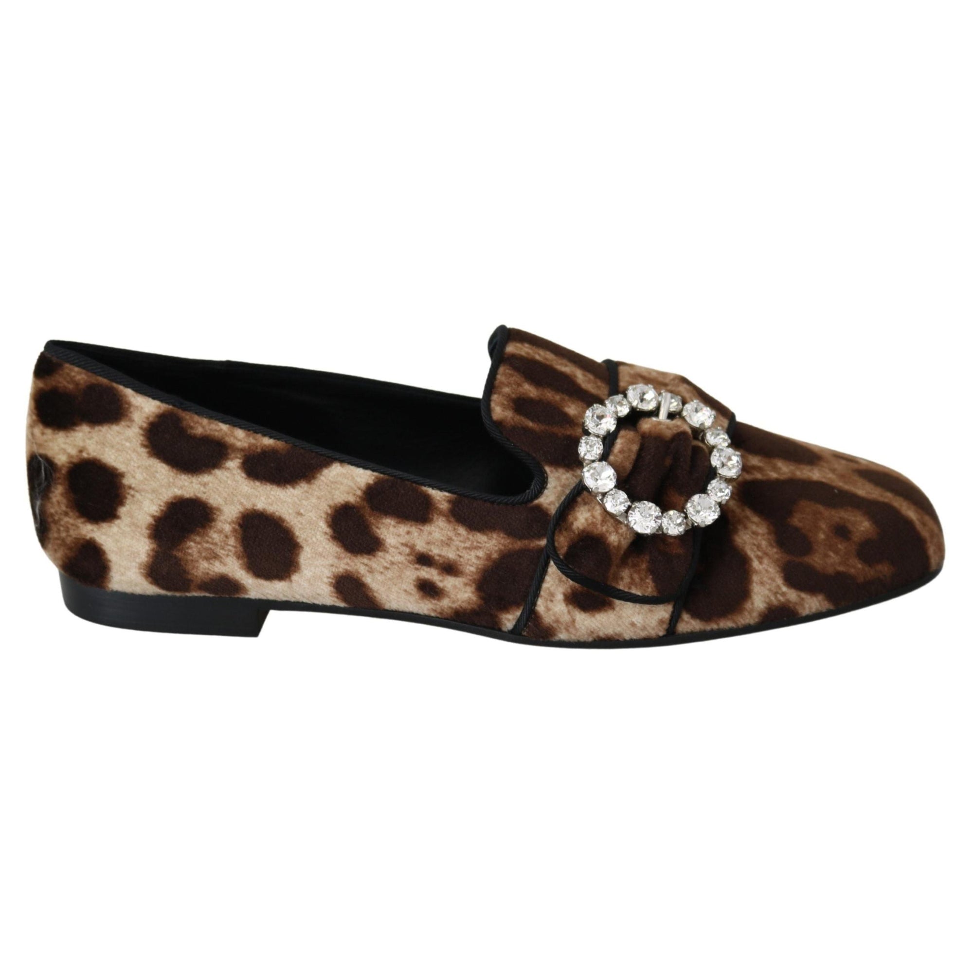 Dolce &amp; Gabbana Leopard Print Crystal Embellished Loafers