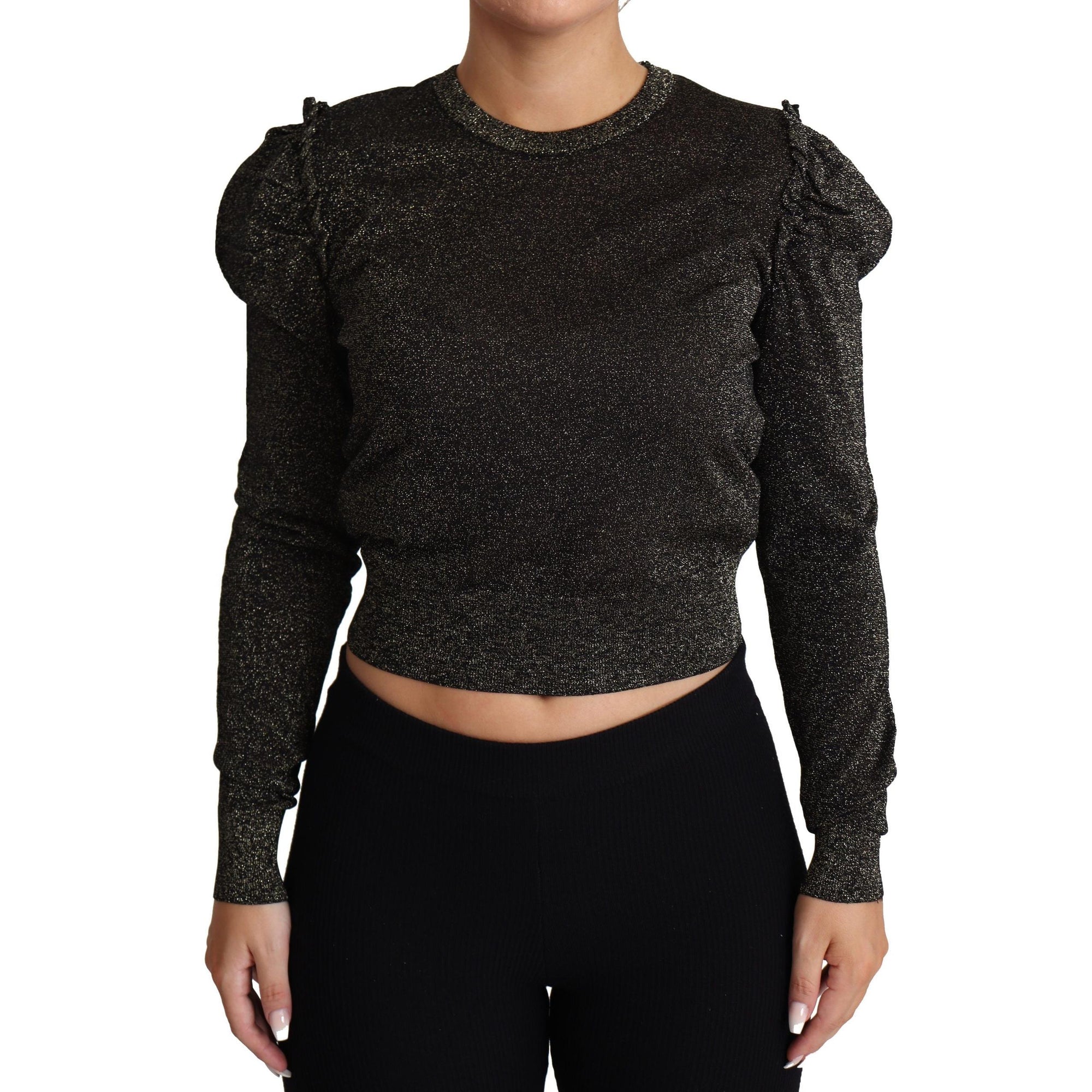 Dolce &amp; Gabbana Elegant Cropped Sweater with Logo Detail