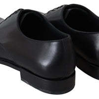 Dolce & Gabbana Elegant Black Leather Derby Dress Shoes