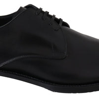 Dolce & Gabbana Elegant Black Leather Derby Dress Shoes