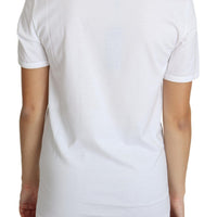 Dolce & Gabbana Crystal-Embellished White Cotton Tee