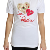 Dolce & Gabbana Crystal-Embellished White Cotton Tee