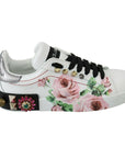 Dolce & Gabbana Floral Crystal-Embellished Leather Sneakers