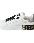 Dolce & Gabbana Floral Crystal-Embellished Leather Sneakers