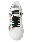 Dolce & Gabbana Floral Crystal-Embellished Leather Sneakers