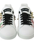 Dolce & Gabbana Floral Crystal-Embellished Leather Sneakers