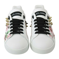 Dolce & Gabbana Floral Crystal-Embellished Leather Sneakers