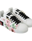 Dolce & Gabbana Floral Crystal-Embellished Leather Sneakers
