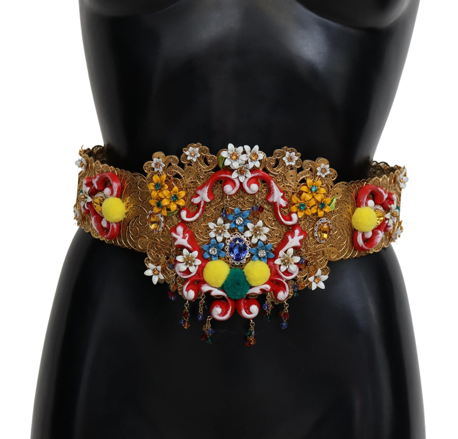 Dolce & Gabbana Gold-Tone Floral Crystal Waist Belt