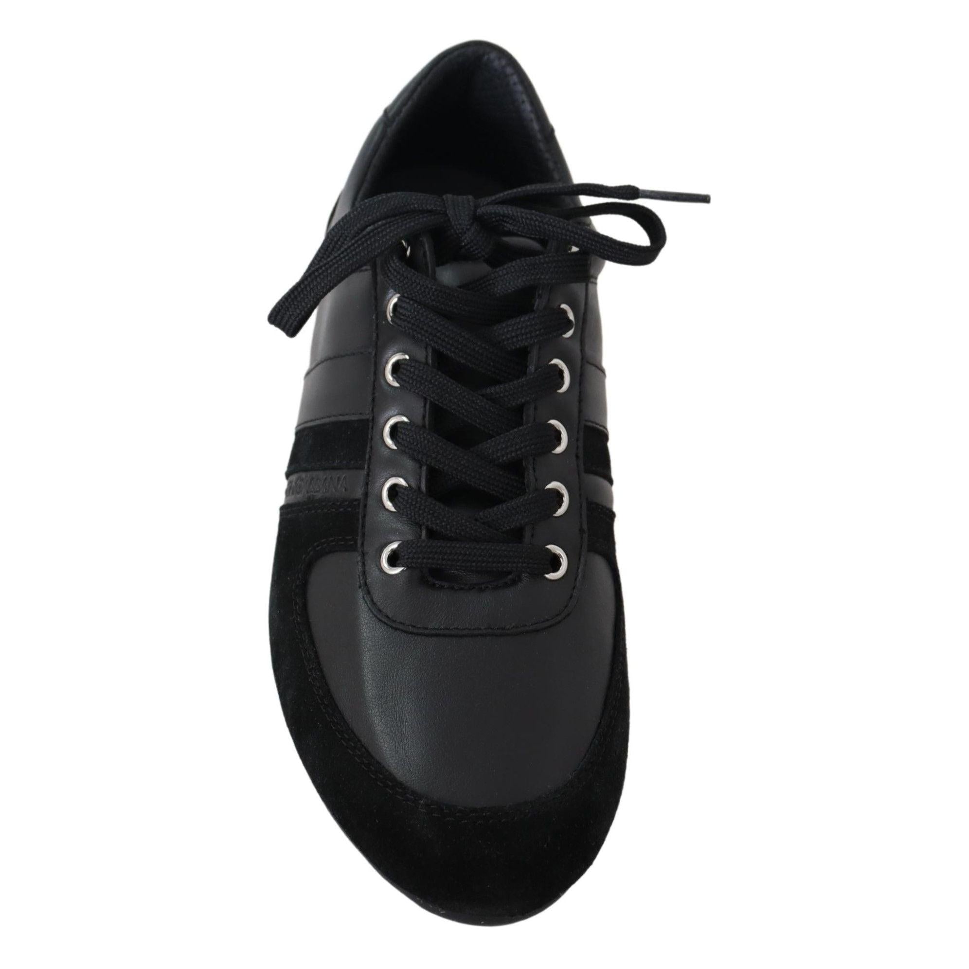 Dolce &amp; Gabbana Elegant Black Leather Sport Sneakers