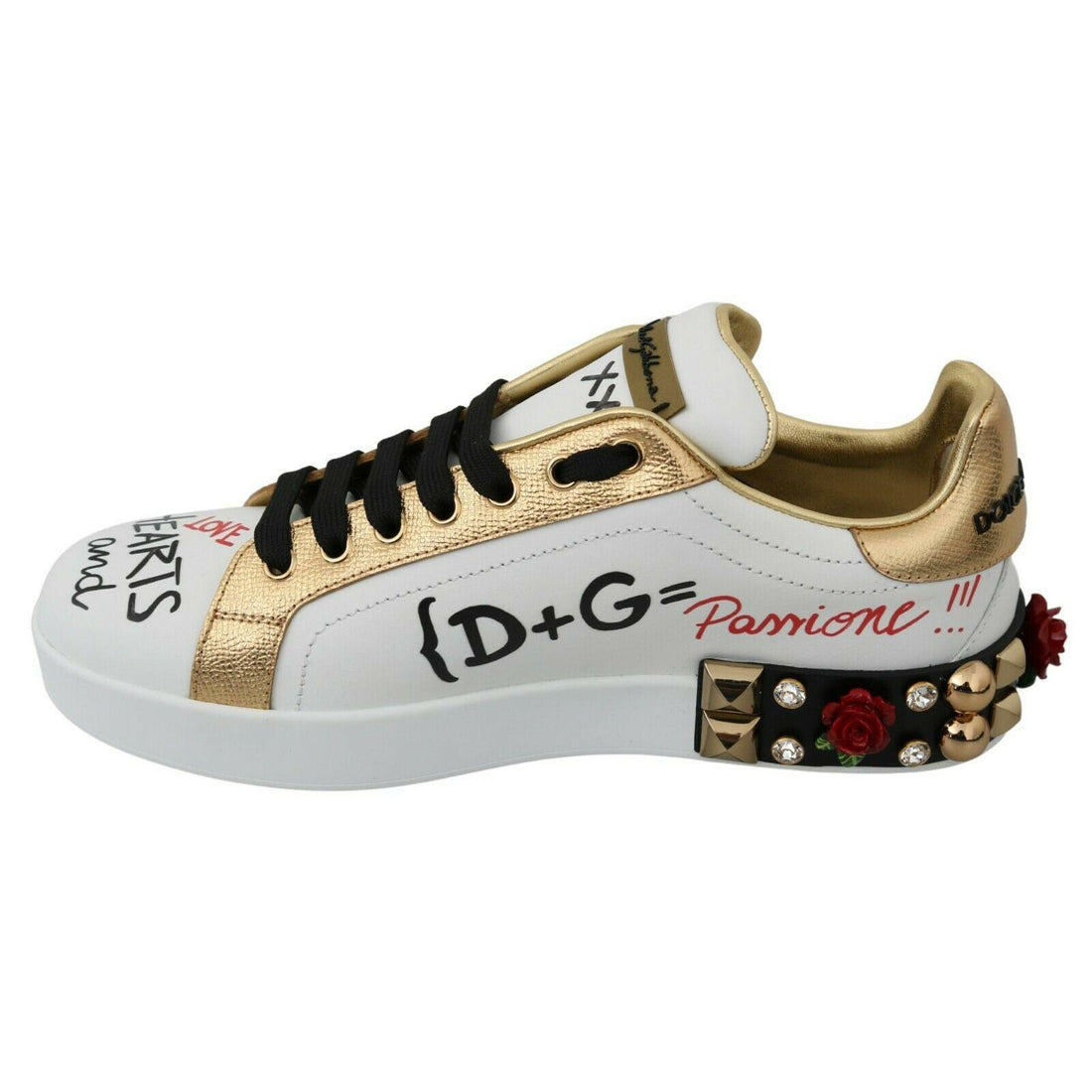 Dolce & Gabbana Elegant Sequined Floral Leather Sneakers