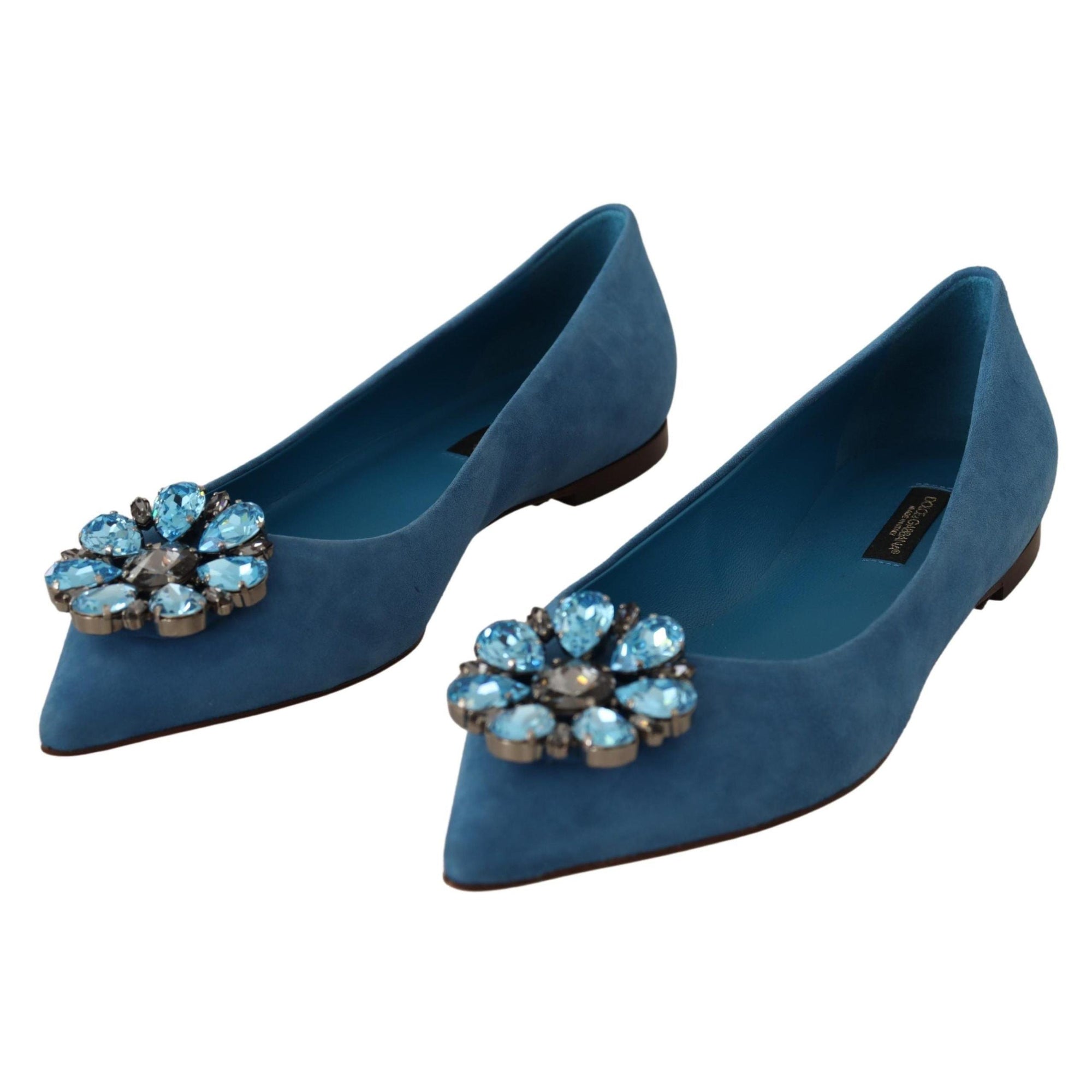 Dolce &amp; Gabbana Elegant Crystal-Embellished Suede Flats