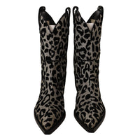 Dolce & Gabbana Elegant Leopard Print Mid Calf Boots