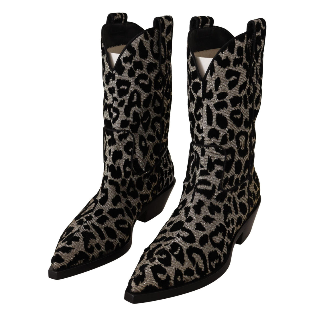 Dolce & Gabbana Elegant Leopard Print Mid Calf Boots