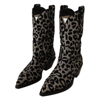 Dolce & Gabbana Elegant Leopard Print Mid Calf Boots